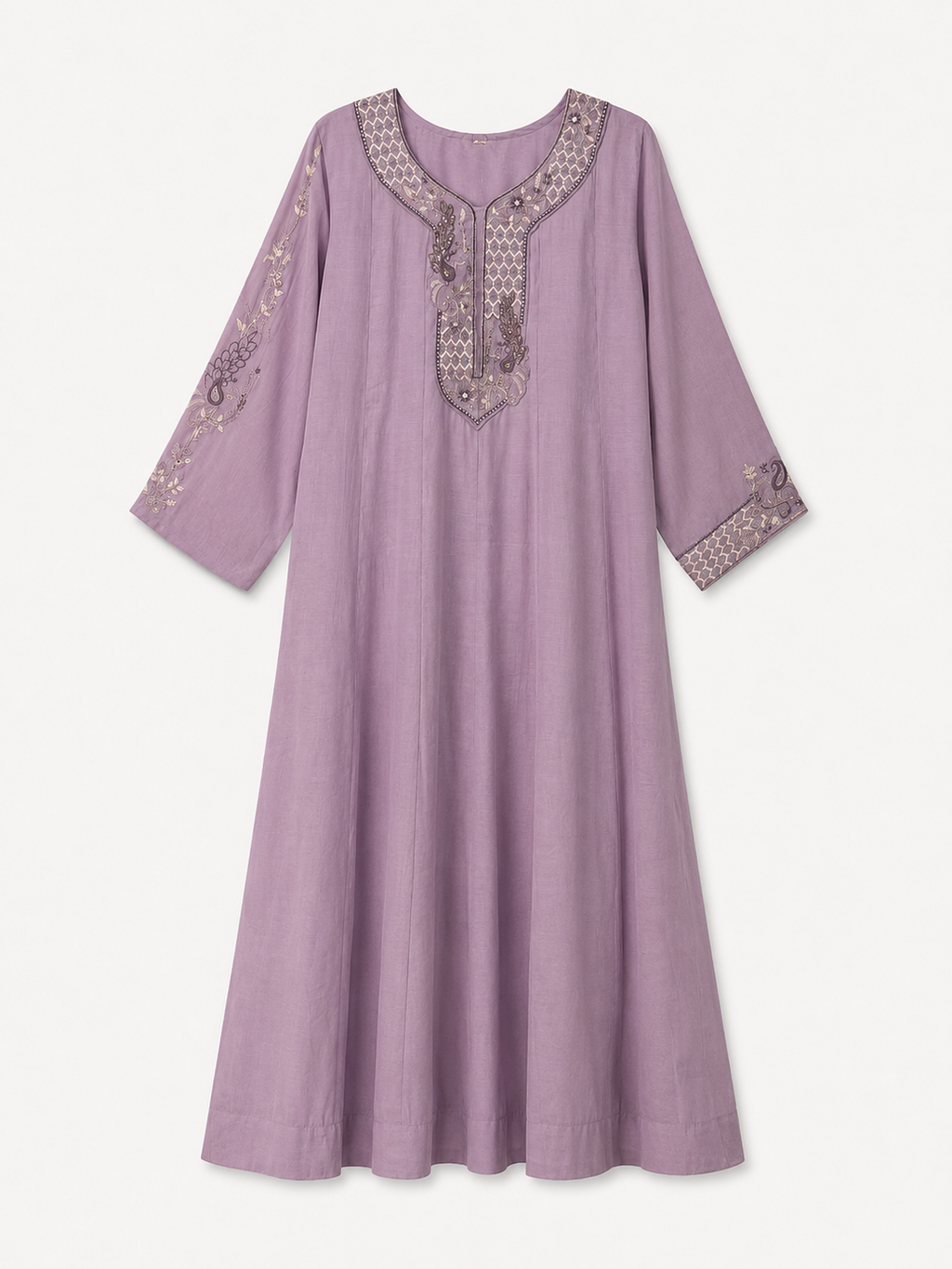 Lilac Grace Embroidered A-line kurti Set