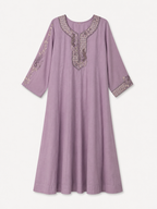 Lilac Grace Embroidered A-line kurti Set