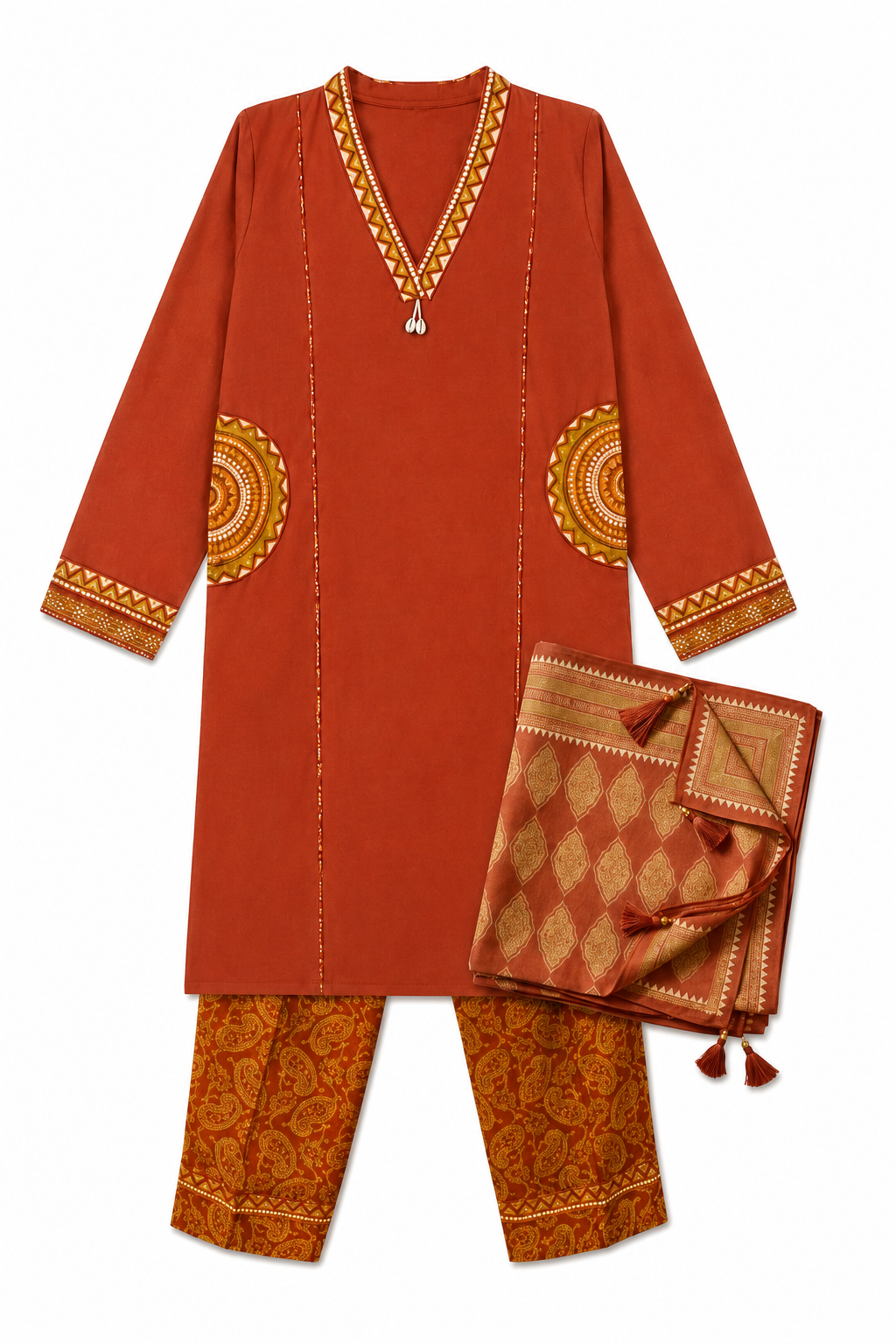 Rust Heritage Kurti Set