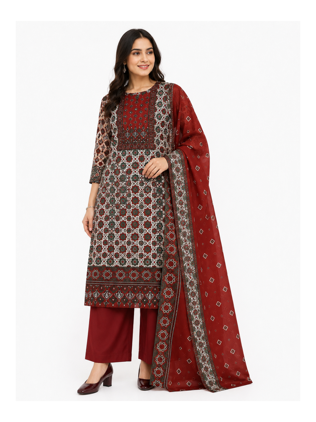 Crimson Charm Kurti Set