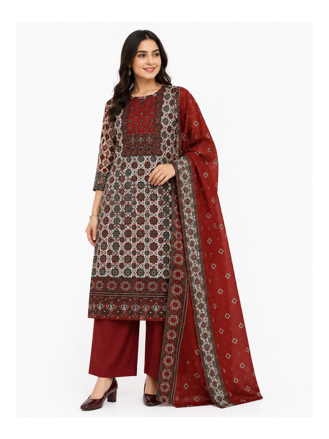 Crimson Charm Kurti Set