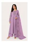Lilac Grace Embroidered A-line kurti Set