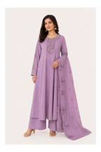 Lilac Grace Embroidered A-line kurti Set
