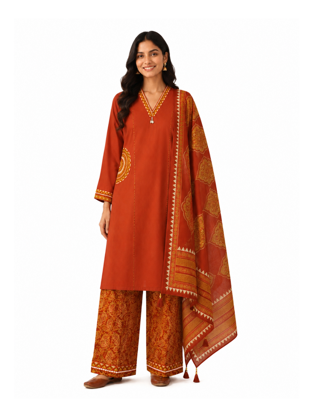 Rust Heritage Kurti Set