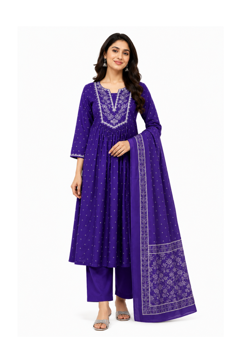 Royal Violet Anarkali Kurti Set