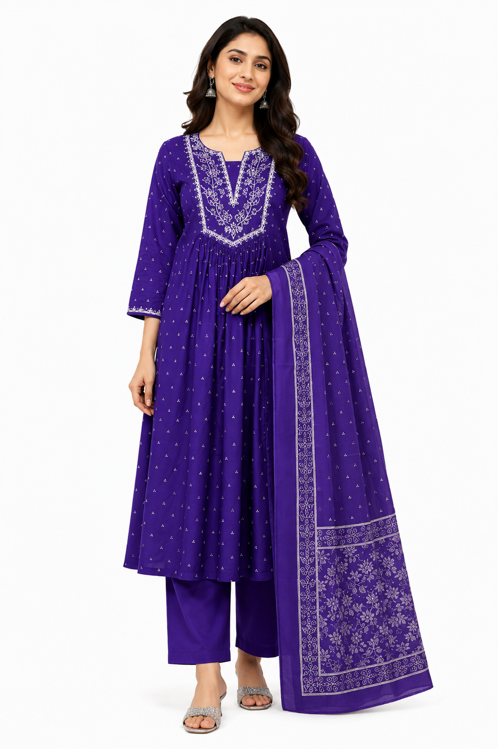 Royal Violet Anarkali Kurti Set