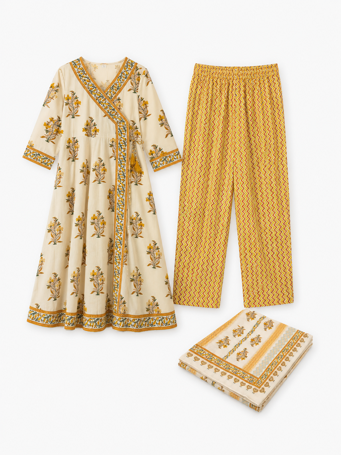 Ivory Blossom Angrakha Set