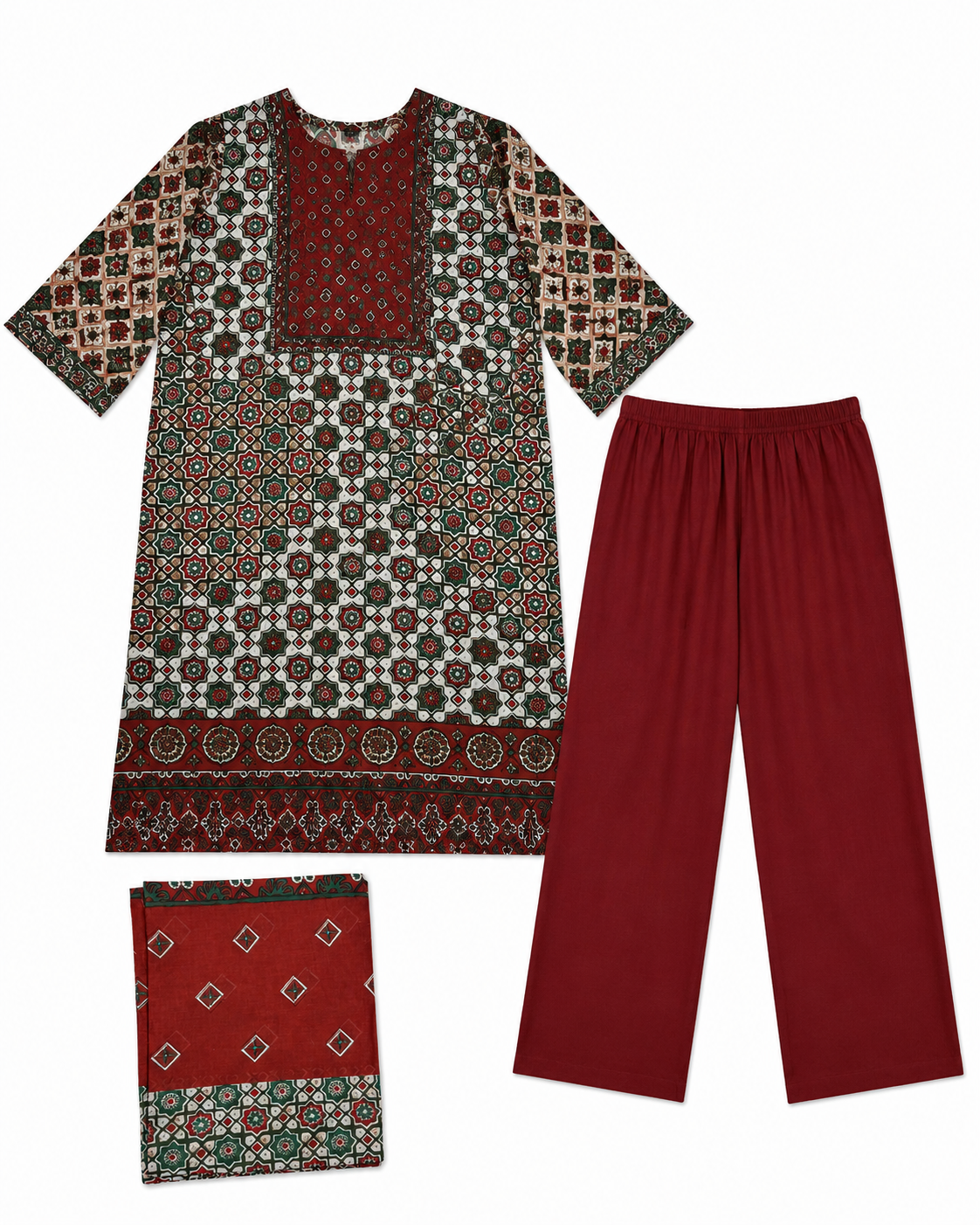 Crimson Charm Kurti Set